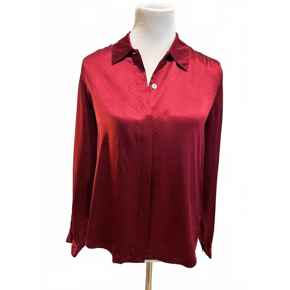 City Silk Red Silk Blouse‎ Evening Party Classic Modern Professional Business